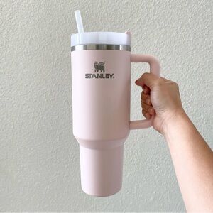 Stanley 40 oz Stainless Steel Rose Quartz Baby Pink Tumbler with Straw